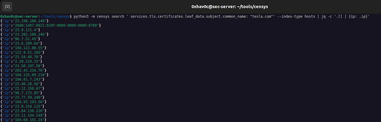 Using censys libary of python.