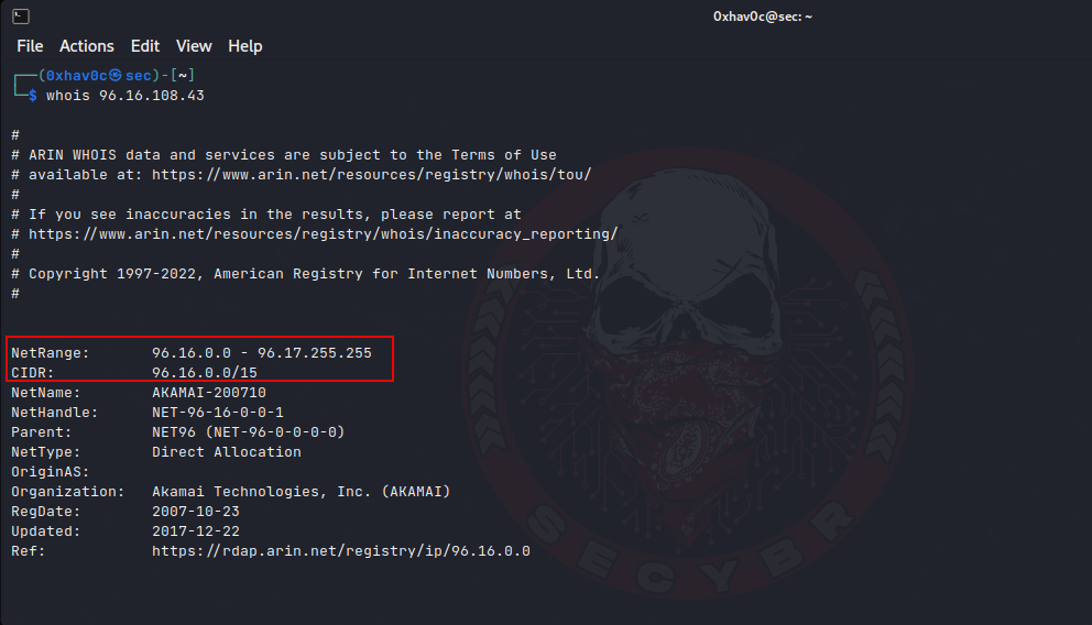Finding Netblock IP Address CIDR with nslookup & whois