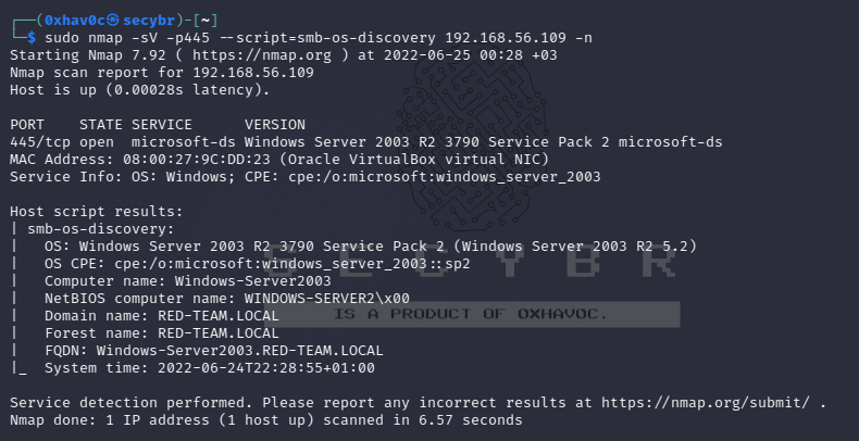 OS Detection with SMB OS Discovery script 